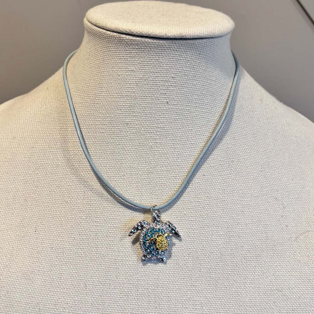 Sea Turtle Necklace Pendant Rhinestones